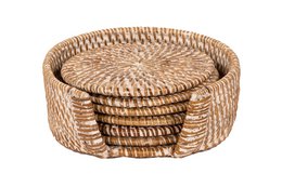 Glascoaster rattan - sæt/6 - dia 10 cm