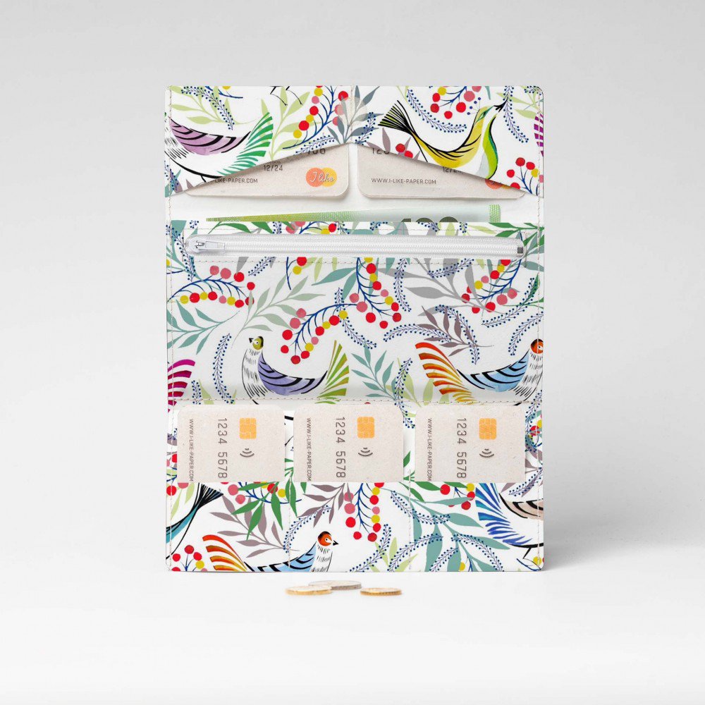 FLORALITY BIRD Tyvek® Cardboard Wallet XL / Clutch Wallet