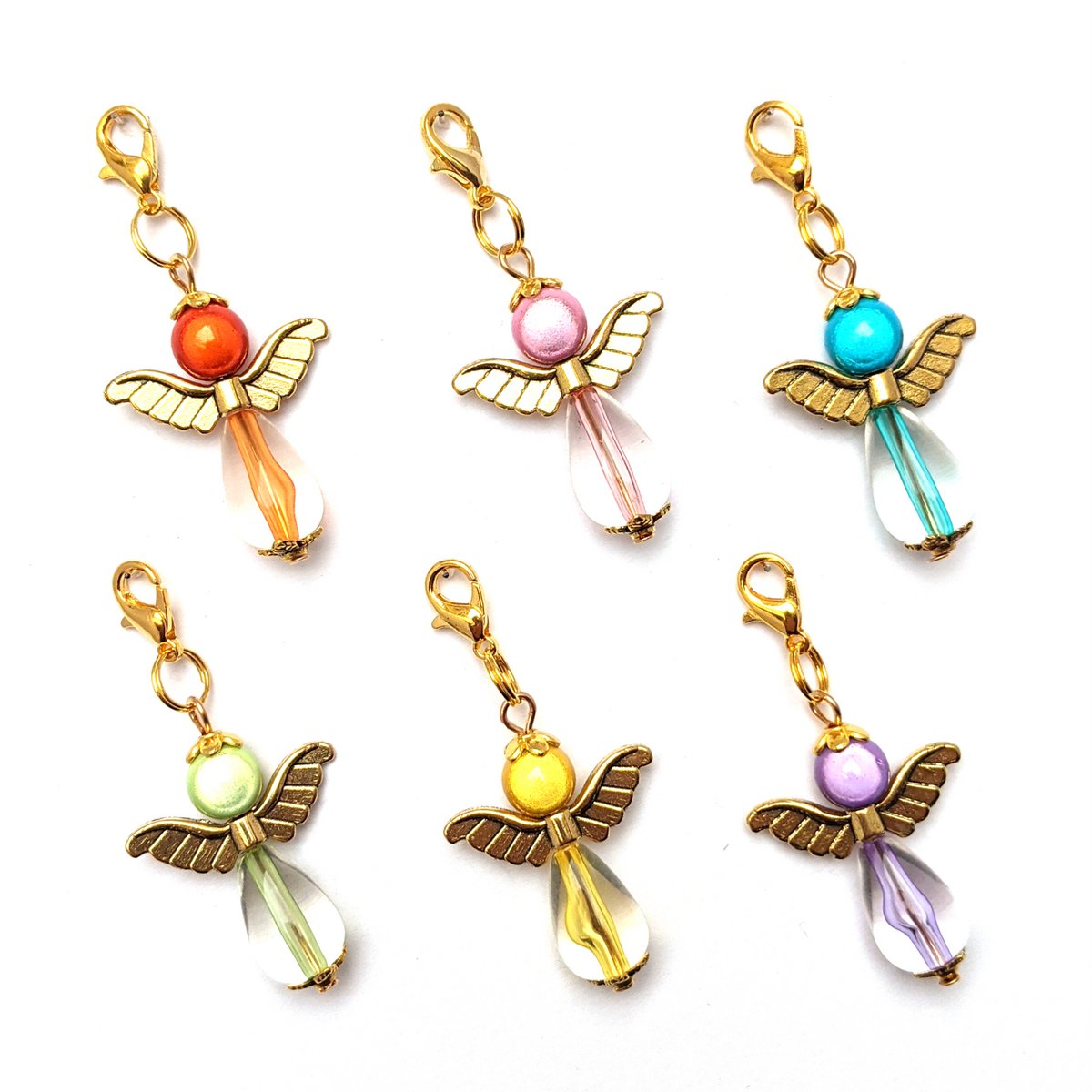 Guardian angel "Lilly" keychain, 6-series set, gold-colored