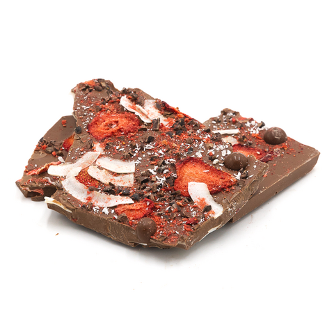 Broken bars (milk 44% with coco, strawberries and cocoa beans) 200 Grs