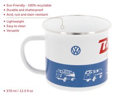 Kubek emaliowany Volkswagen VW T1 Bus 500 ml w pudełku upominkowym - Classic Bus/Niebieski/Biały