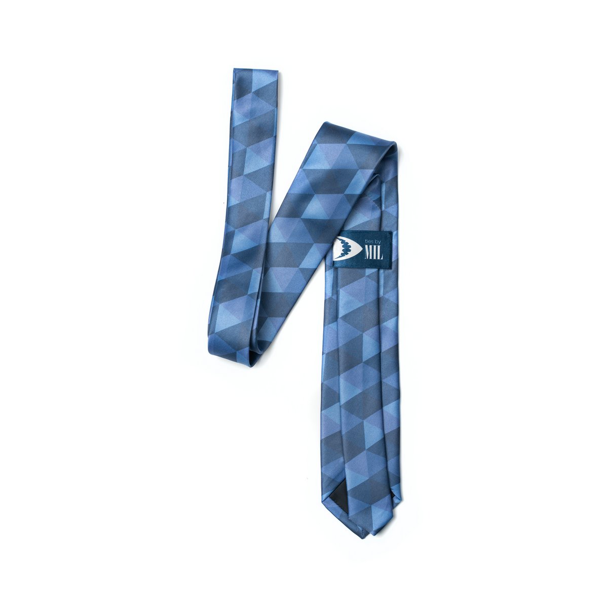 Corbata gris y azul rombo | Poliéster Reciclado GRS