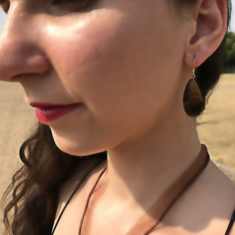 Tiger Eye Sterling Silver Earrings, Tiger Eye Teardrops, Tiger Eye Drop Earrings, Gemstone Earrings | by nlanlaVictory