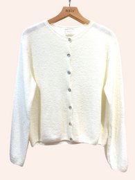Cardigan col rond court boutonné en alpaga et laine