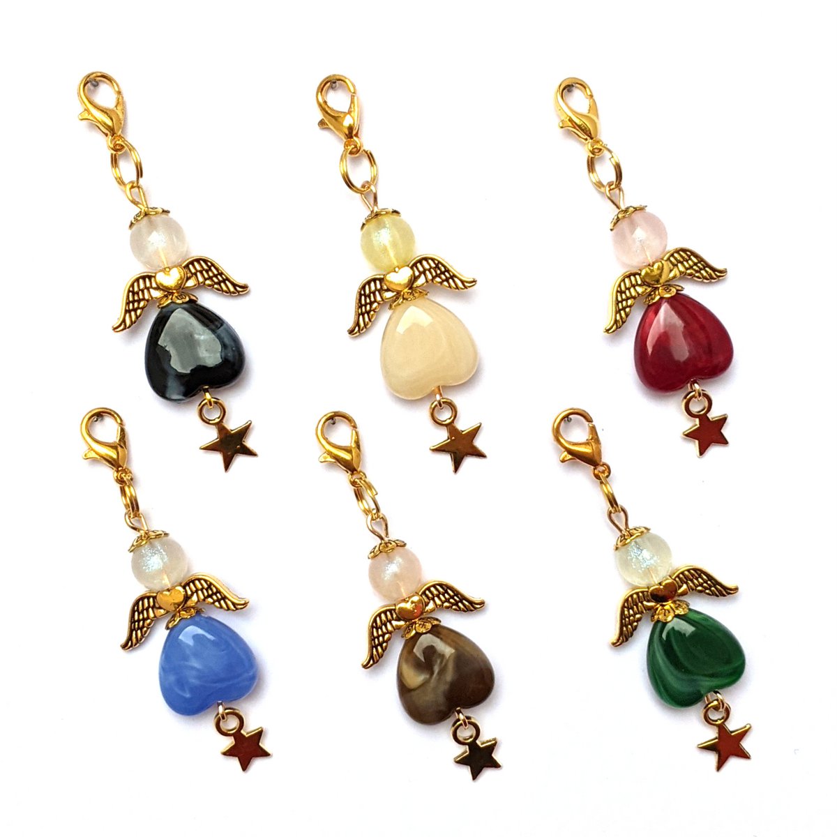 Guardian angel “fairy with star” keychain, set of 6, gold