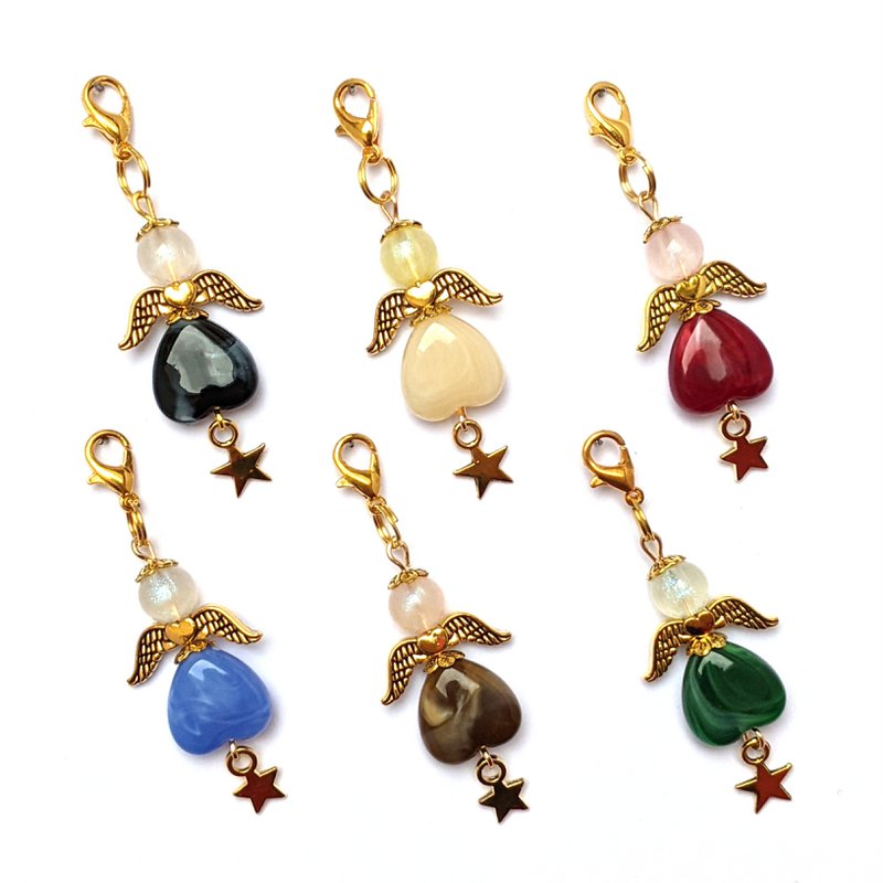 Guardian angel “fairy with star” keychain, set of 6, gold