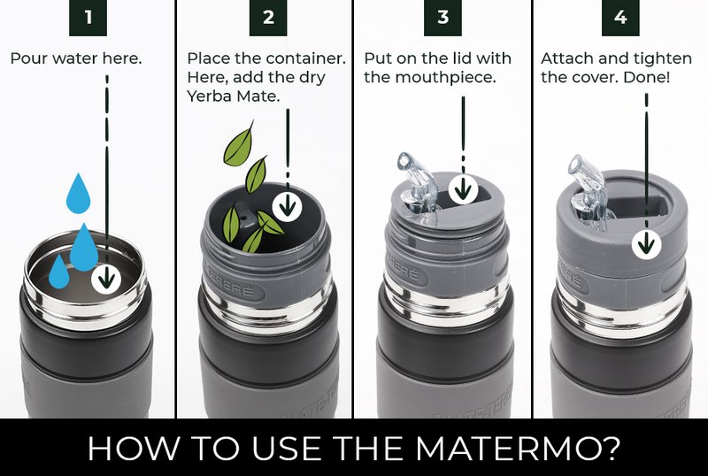 Matelisto autocebante (matermo) XL 750ml von Un Mate. Thermoskanne, Tasse und Bombilla: alles in einem. Für Yerba Mate