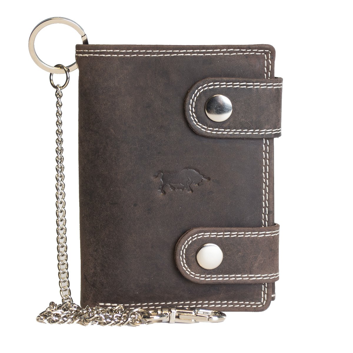 Portefeuille Homme Cuir Avec Chaîne Cuir de Buffle marron foncé