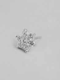 Øreringe | Sterling sølvbelagt CZ blomster | Rhodium