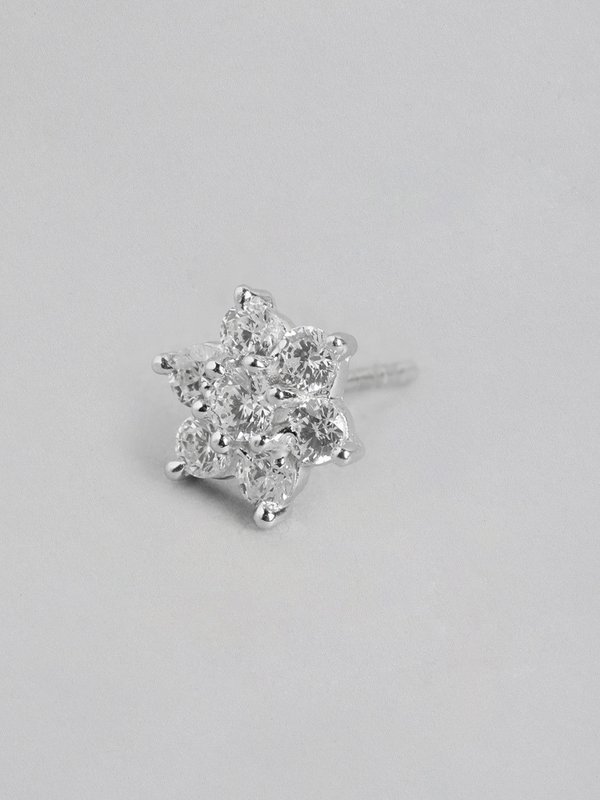 Øreringe | Sterling sølvbelagt CZ blomster | Rhodium