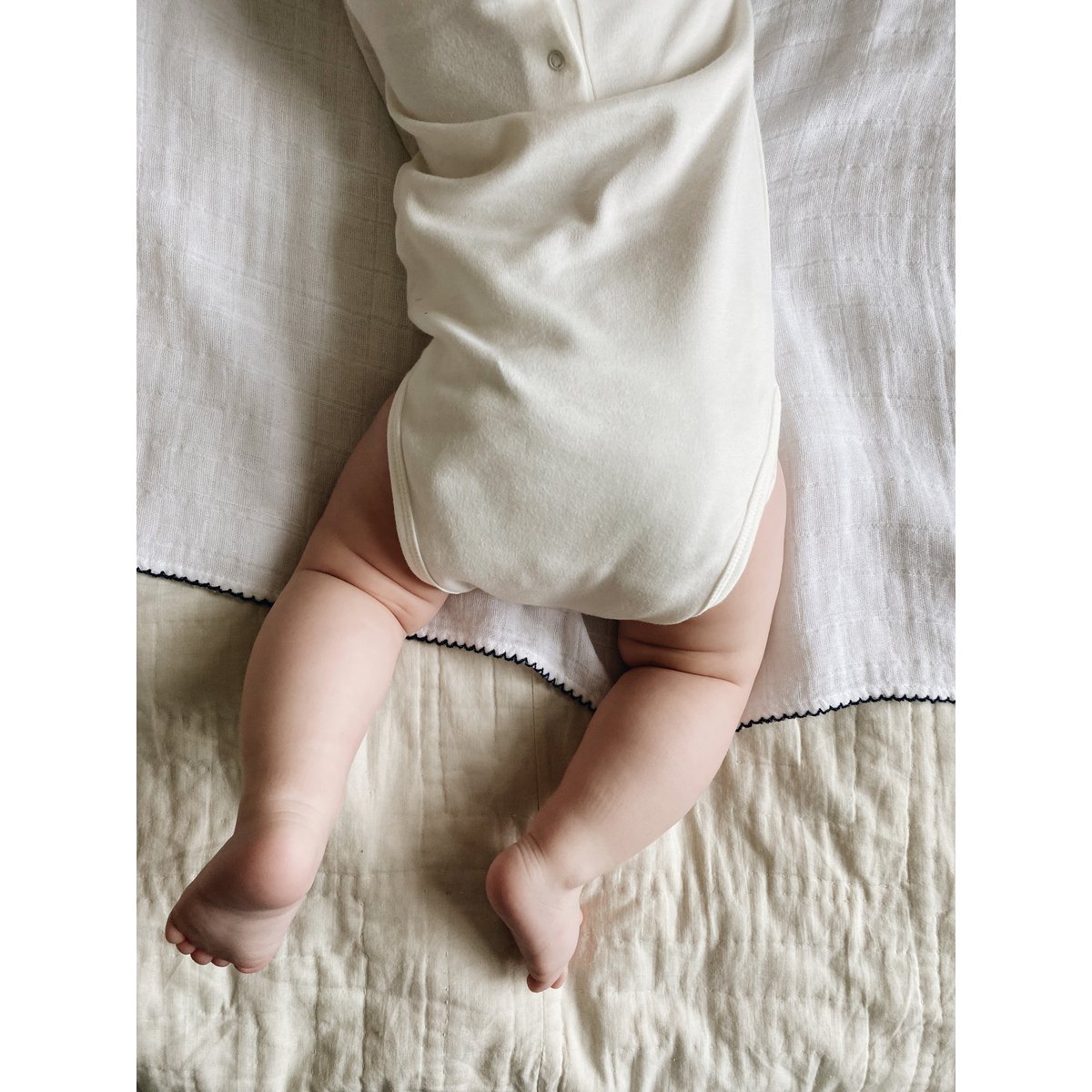 Muslin with crochet piping - Navy Blue Piping