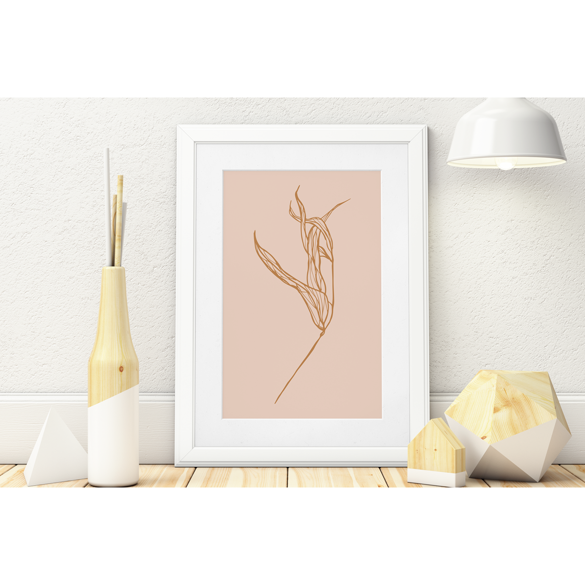 Minimal Nude Leaf Branch Boho Poster