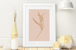 Minimal Nude Leaf Branch Boho Poster