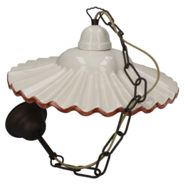 Brown edge handkerchief chandelier 39 cm with ceramic chain