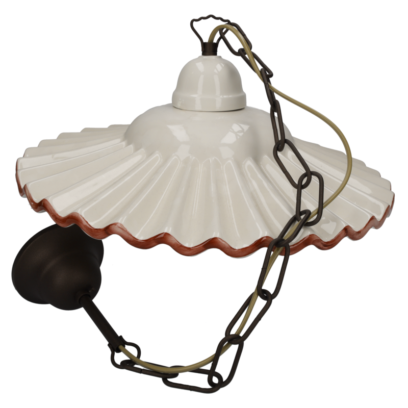 Brown edge handkerchief chandelier 39 cm with ceramic chain