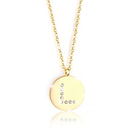 A gold-colored letter L charm pendant on a delicate gold chain. The charm features a simple, minimalist design with a polished finish.