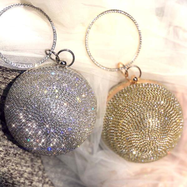 Luxe Ball Clutch-BlingBling Diamonds-Gold & Silver