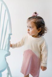 Vestido suéter de manga larga sostenible | Malva natural | 100% algodón orgánico certificado GOTS