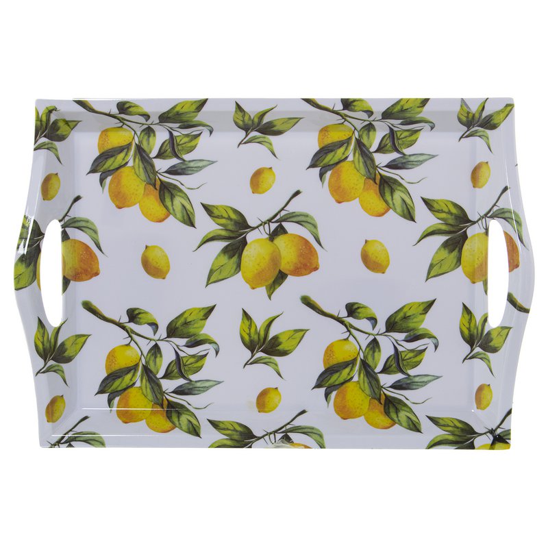 MELAMINBAKKE MED HÅNDTAG DEC. CITRONER _44X31X5CM, INT:35X24.5CM CU5999