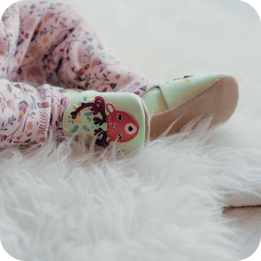 Reindeer baby soft leather slippers
