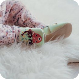 Reindeer baby soft leather slippers