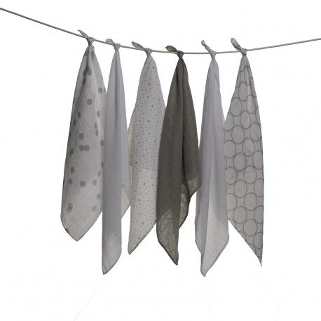 Set of 6 printed cotton swaddles - 70x70 cm