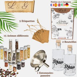 LOUISE & GASTON® Arrangiertes Rum-Zubereitungs- und Aufguss-Set – Geschenkideen – DIY-Geschenkbox Überraschungsverkostung – Weihnachten, Valentinstag, Feiertage, Geburtstag – Hergestellt in Frankreich – Hochwertige Zutaten