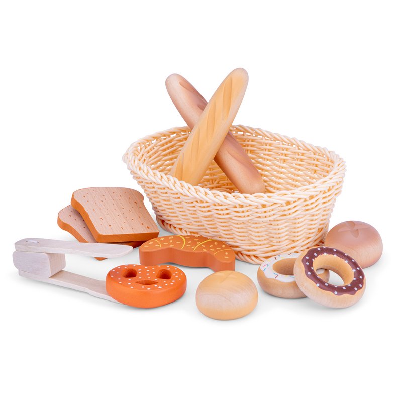 Juego de canasta de pan de madera