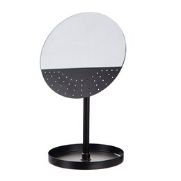  Round black jewelry stand with mirror, 29.5 cm tall, sold in packs of 3.
