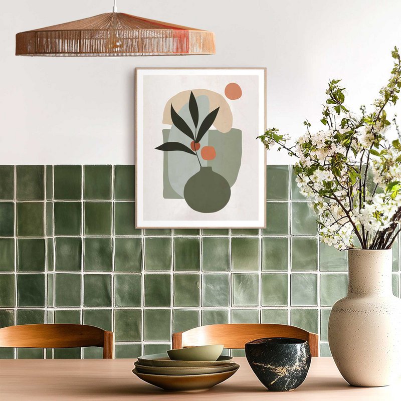 Gerahmtes Bild Slim Frame Vase mit Blumen 50x40
