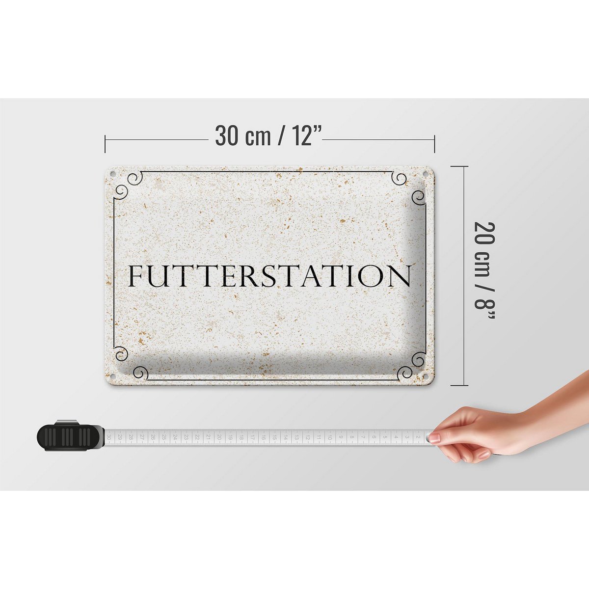 Panneau en tôle avis 20x30 cm station d'alimentation panneau décoratif beige