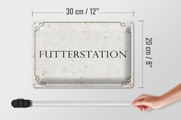 Panneau en tôle avis 20x30 cm station d'alimentation panneau décoratif beige