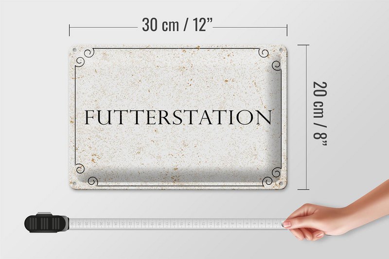 Panneau en tôle avis 20x30 cm station d'alimentation panneau décoratif beige