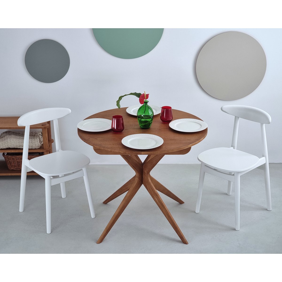 Round Extendable Dining Table veneered JUBI