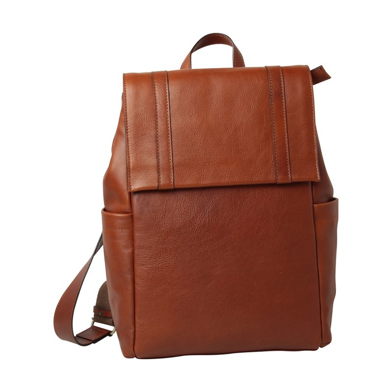 Laptop-Rucksack aus Leder mit Trolley-Gurt – Kastanie
