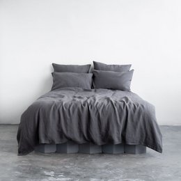 Ensemble de housse de couette en lin gris foncé