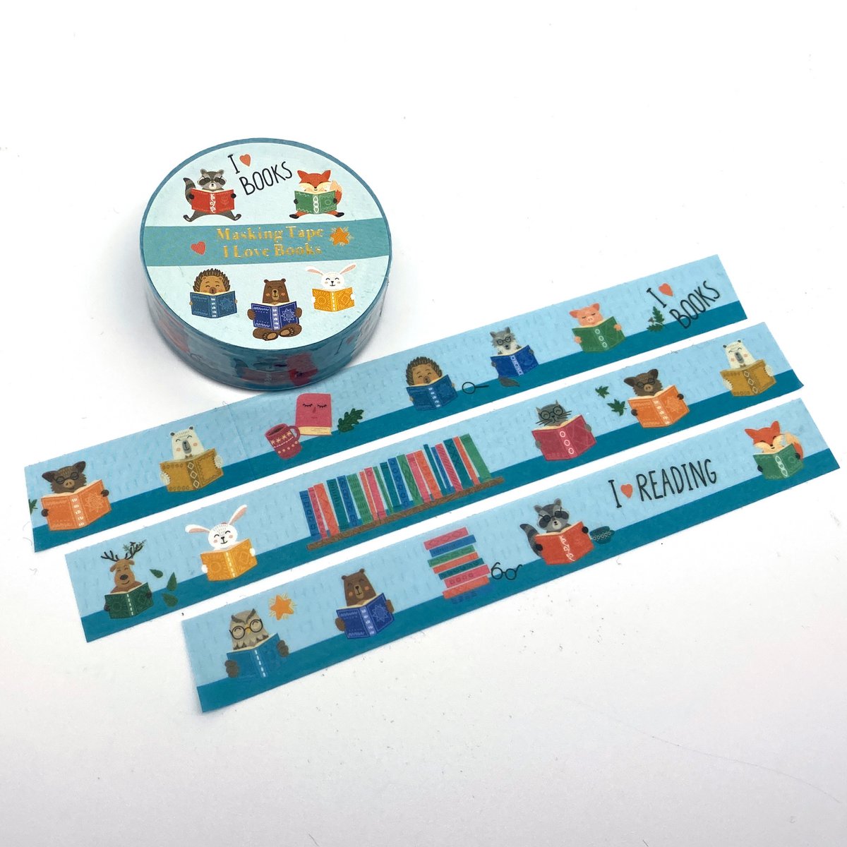 Washi Tape "I Love Books" - Reading animals for creative book lovers