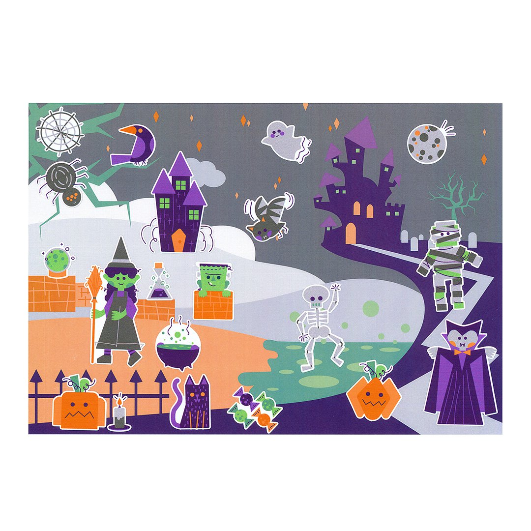 PEGATINAS DE PAPEL REPOSICIONABLES - HALLOWEEN - 2 - 8 cm - 240 uds - Colores surtidos