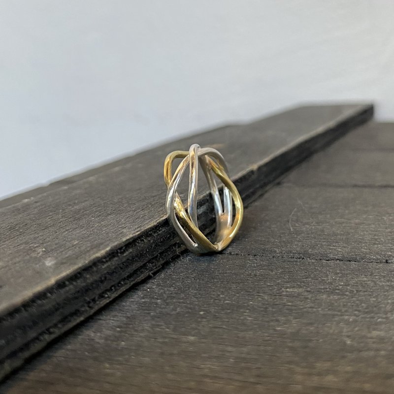 Silver and bronze tangle small ring