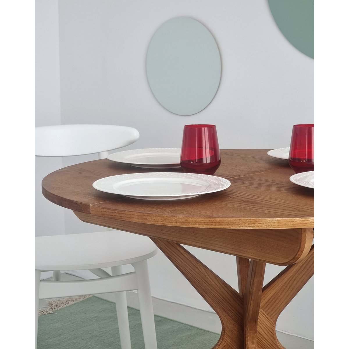 Round Extendable Dining Table veneered JUBI