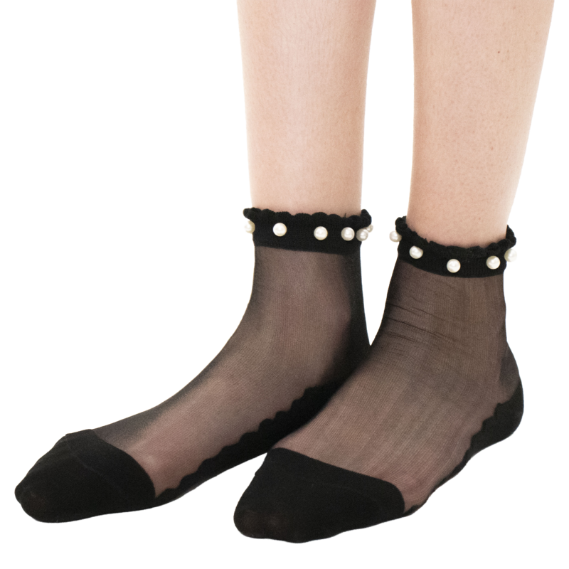 Perla - La resistente calza in voile decorata con delicate perle