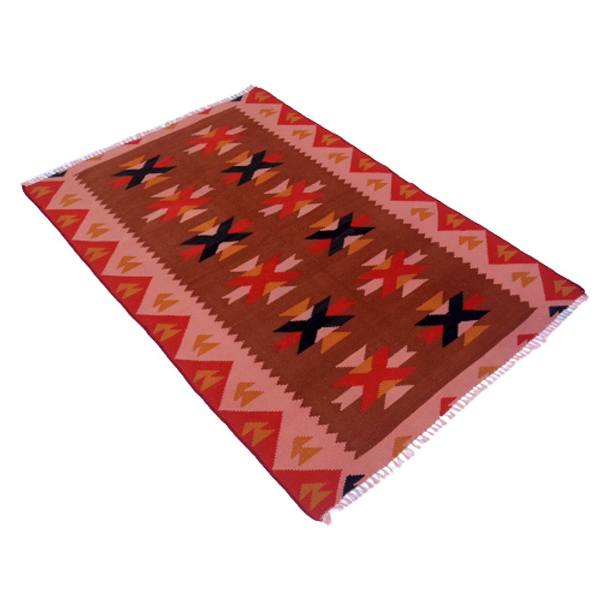 Vintage handgemaakte Robin Red Kelim vloerkleed