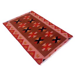 Vintage handgemaakte Robin Red Kelim vloerkleed