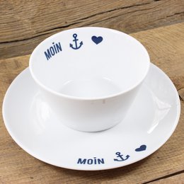 Plato de porcelana Moin ancla corazón