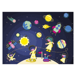 ADESIVI IN CARTA RIPOSIZIONABILI E OLOGRAFICA - SPACE - 2 - 6 cm - 120 pz - Colori assortiti