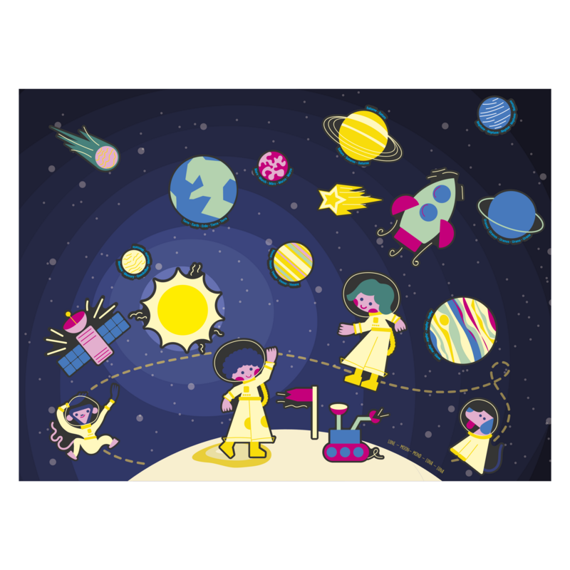 ADESIVI IN CARTA RIPOSIZIONABILI E OLOGRAFICA - SPACE - 2 - 6 cm - 120 pz - Colori assortiti