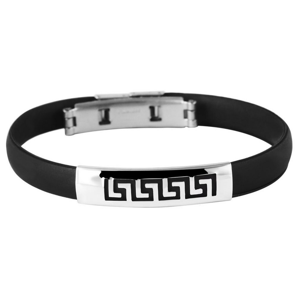Accent bangle made of rubber and stainless steel in black