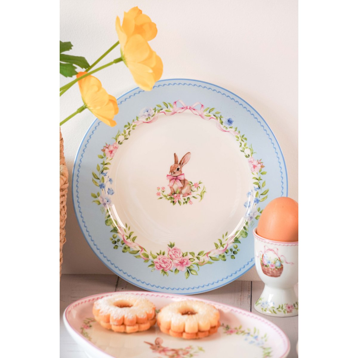 Plato de postre Easter Joy Bunny azul 19 cm Isabelle Rose