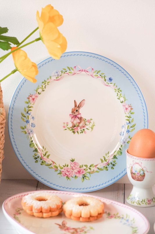 Plato de postre Easter Joy Bunny azul 19 cm Isabelle Rose