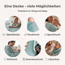 Jade green 4 in 1 Muslin Baby Blanket